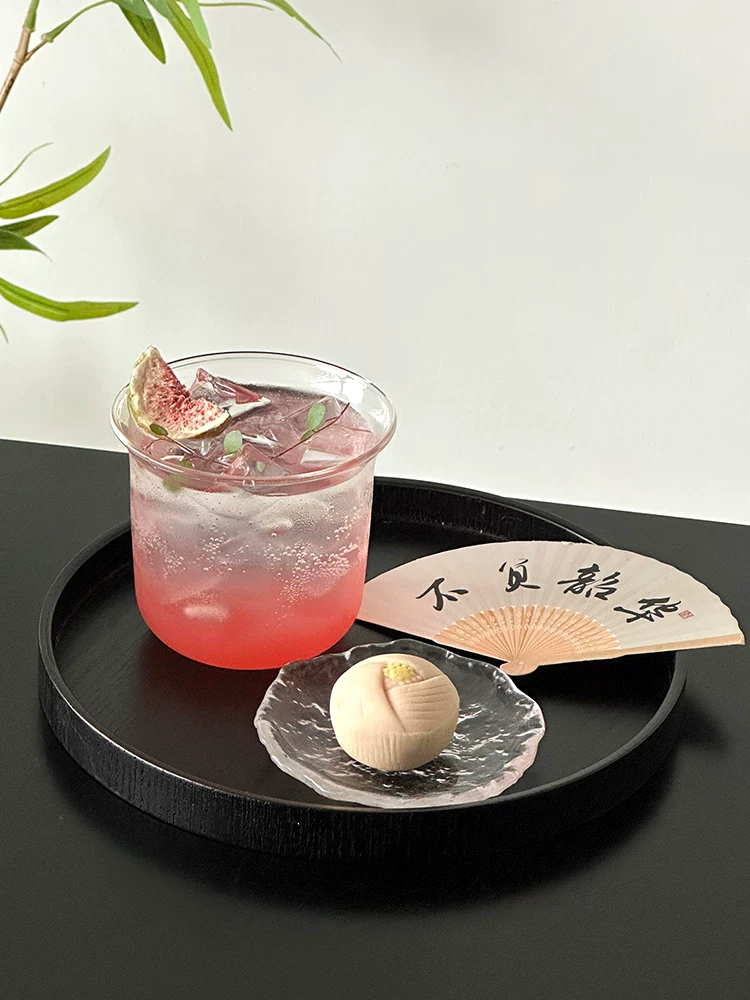 Cốc thủy tinh trong suốt miệng rộng đơn giản có đế lót, cốc cà phê Americano đá, cốc latte, cốc cocktail, cốc nước, cốc đồ uống lạnh.