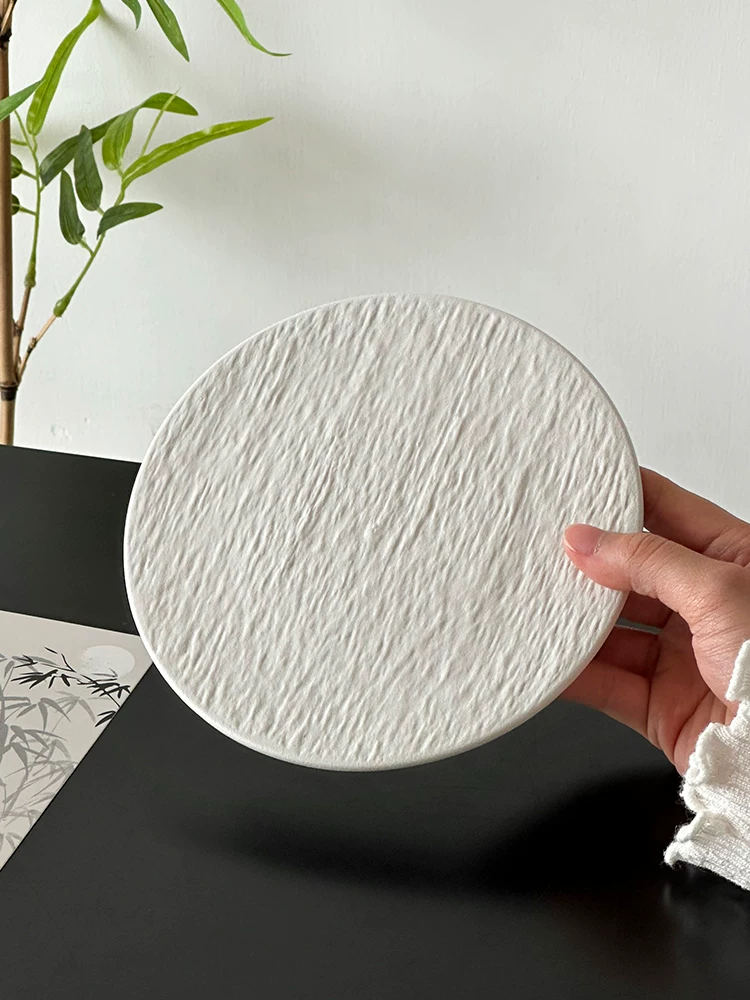 Đĩa sứ họa tiết đá đơn giản, đĩa phẳng, đĩa tráng miệng, đĩa nhỏ, đĩa tráng miệng trà chiều, đĩa trái cây tinh tế, đĩa màu trơn.