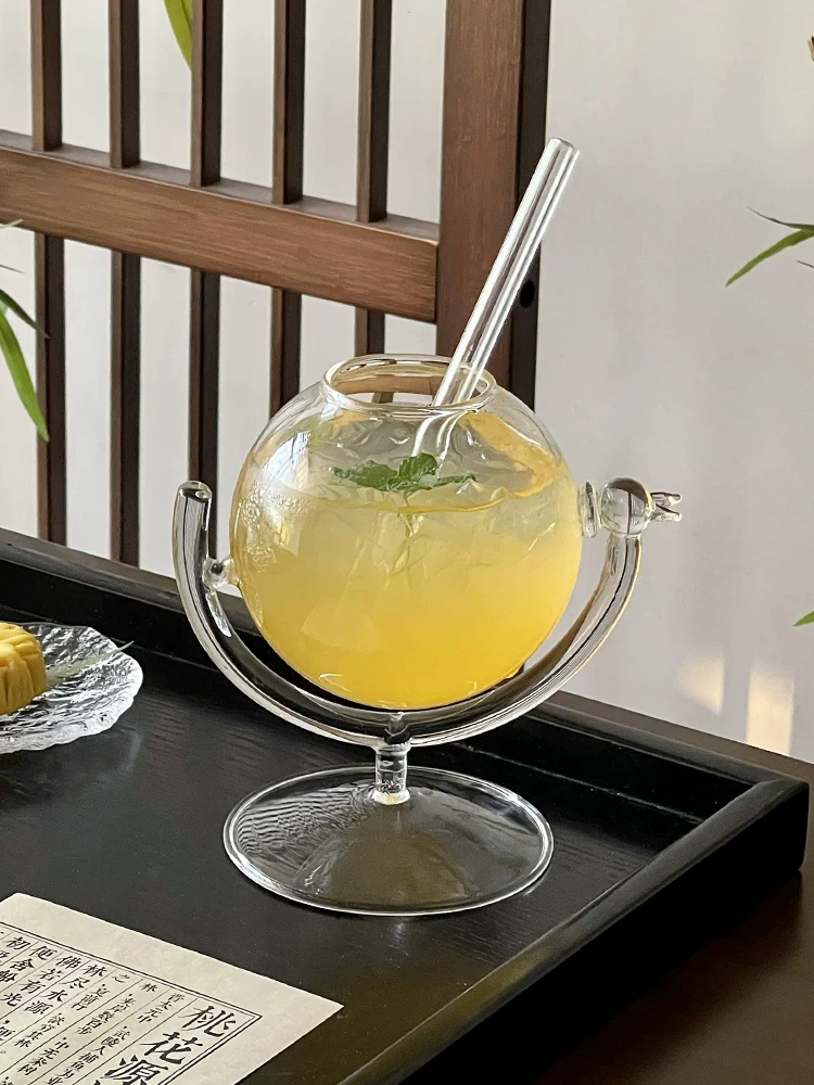 Ly thủy tinh hình cầu sáng tạo, ly cocktail cá nhân hóa trong suốt, ly độc đáo, ly rượu tạo không khí, ly đựng nước giải khát.