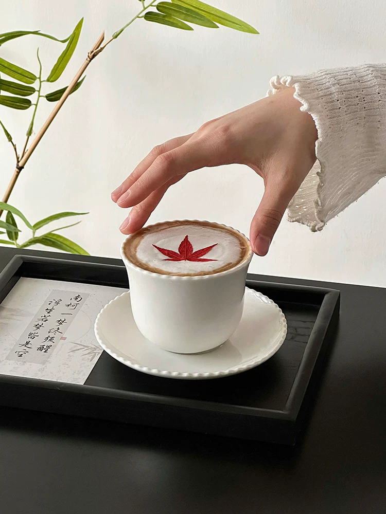 Bộ tách và đĩa sứ hình chuông kiểu Nhật, tách cà phê thiết kế độc đáo, tách latte, tách vẽ latte art, tách trà.