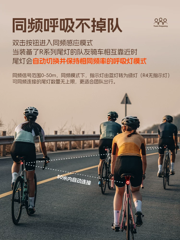 Đèn hậu xe đạp cảm ứng đồng bộ Rock Brothers Đèn phanh thông minh Xe đạp đường trường Xe đạp leo núi Đội thiết bị đi đêm