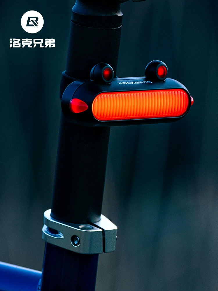 Đèn hậu xe đạp Rock Brothers đèn ếch đèn đường xe đạp leo núi đi đêm an toàn phanh đèn cảnh báo thiết bị đi xe đạp