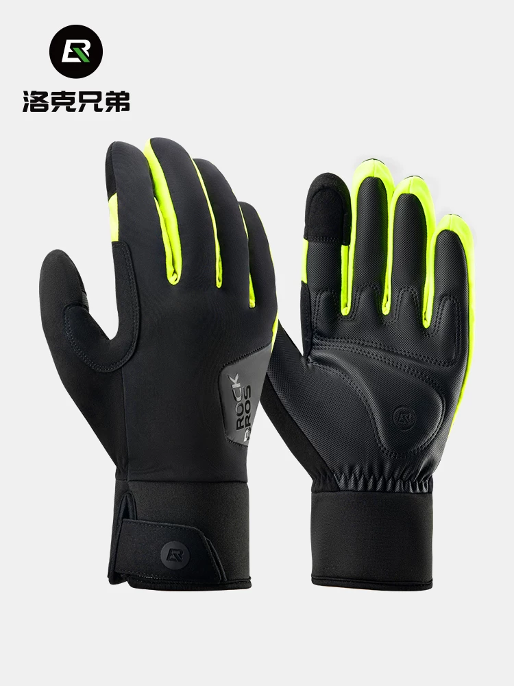 Găng tay đi xe đạp Rock Brothers Găng tay đi xe đạp đường trường và leo núi ấm áp toàn ngón tay chống gió màn hình cảm ứng dài ngón tay dành cho nam mùa đông