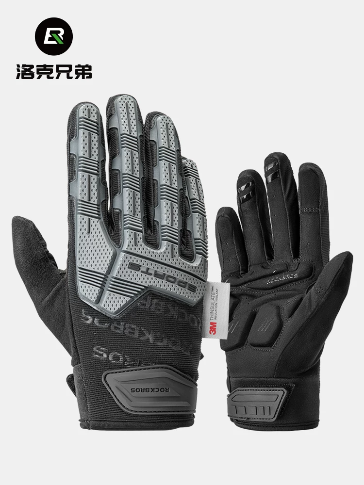 Găng tay đi xe đạp Rock Brothers Găng tay ấm ngón dài dành cho xe đạp, xe đạp điện, xe máy, xe máy, găng tay đầy đủ ngón tay dành cho nam giới cho mùa xuân, mùa thu và mùa đông.
