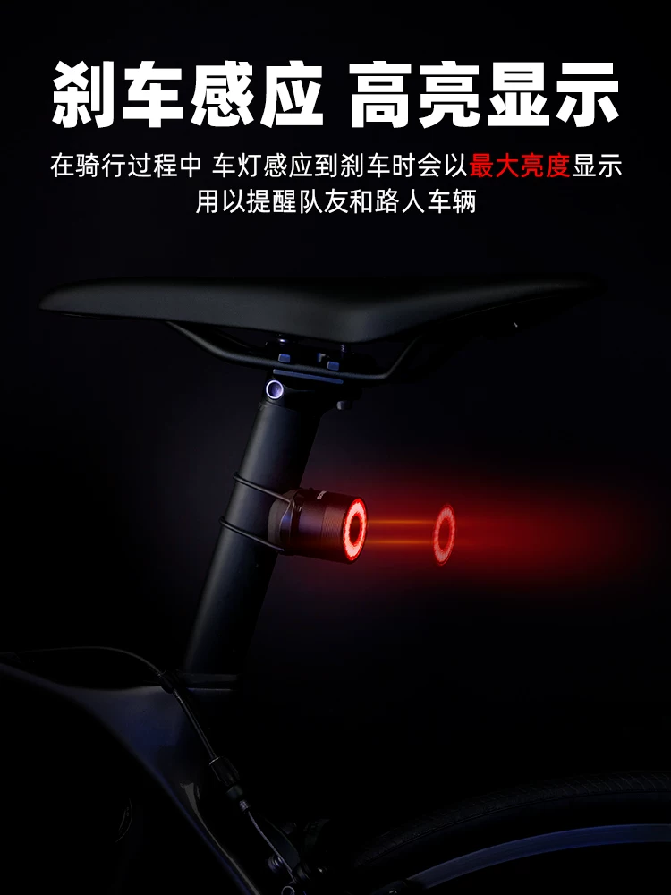 Đèn hậu xe đạp Rock Brothers xe đạp leo núi xe đạp đường bộ đi đêm cảm biến thông minh đèn phanh đèn cảnh báo thiết bị đi xe đạp