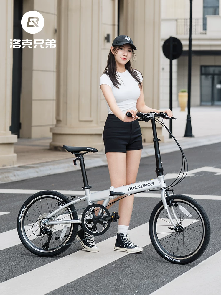 Xe đạp gấp Rock Brothers Xe đạp đi làm dành cho người lớn 20inch tốc độ di động với hộp số 8 tốc độ và phanh chữ V dành cho nam và nữ, xe đạp dành cho sinh viên