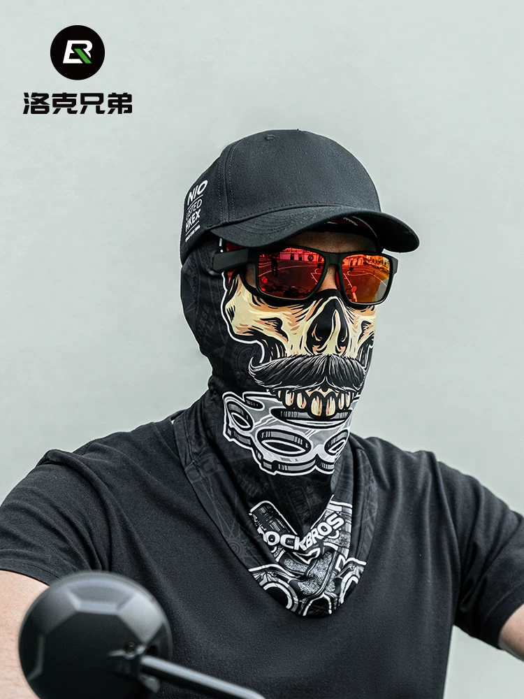 Mũ và khẩu trang chống nắng bằng lụa đá Rock Brothers dành cho mùa hè, bảo vệ toàn diện khuôn mặt cho nam và nữ, khăn che cổ chống gió, mũ đội đầu khi đi xe máy