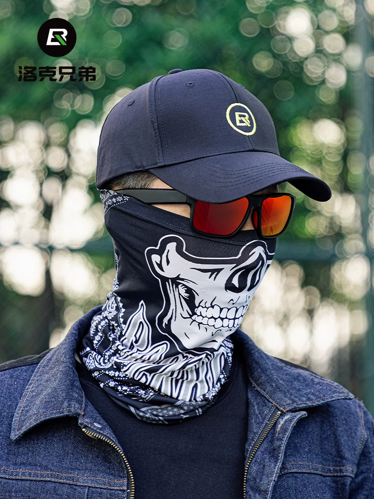 Mặt nạ chống nắng bằng lụa đá Rock Brothers Mũ đội đầu mùa hè bảo vệ toàn diện cho nam và nữ đi xe máy Khăn trùm đầu chống gió Khăn quàng cổ