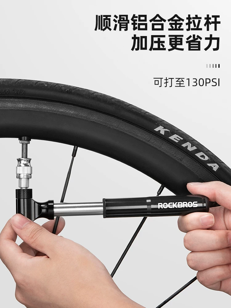 Máy bơm xe đạp di động Rock Brothers mini cao áp xe đạp leo núi xe đạp đường bộ đi xe đạp tại nhà máy bơm không khí bóng rổ