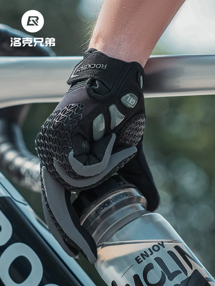 Găng tay đi xe đạp Rock Brothers đầy đủ ngón tay xe máy xe đạp đường trường găng tay màn hình cảm ứng dài ngón tay unisex xuân thu đông