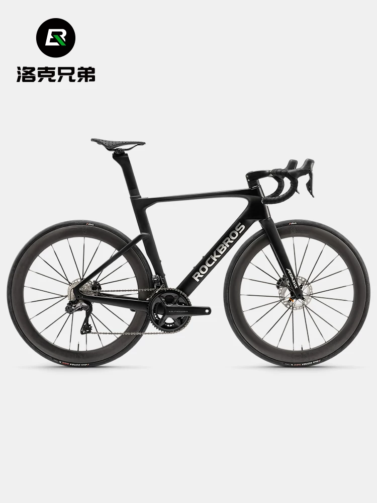 Xe đạp đường trường Rock Brothers T700 khung carbon, thiết kế khí động học, giảm gió, hệ thống chuyển số điện tử 105, phanh đĩa, tay lái thể thao, xe đua.