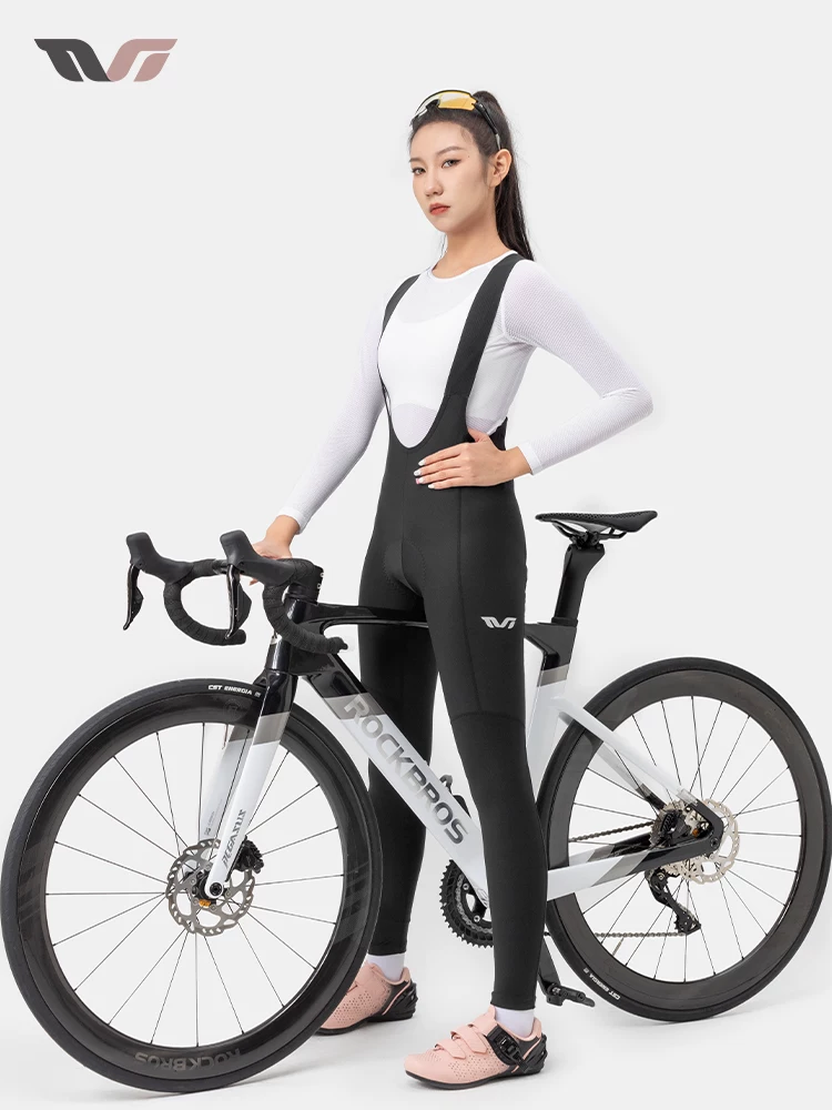 Quần đi xe đạp dòng Rock Brothers TVI, quần bib đi xe đạp đường trường mùa thu ấm áp có lót lông cừu nhẹ dành cho nữ