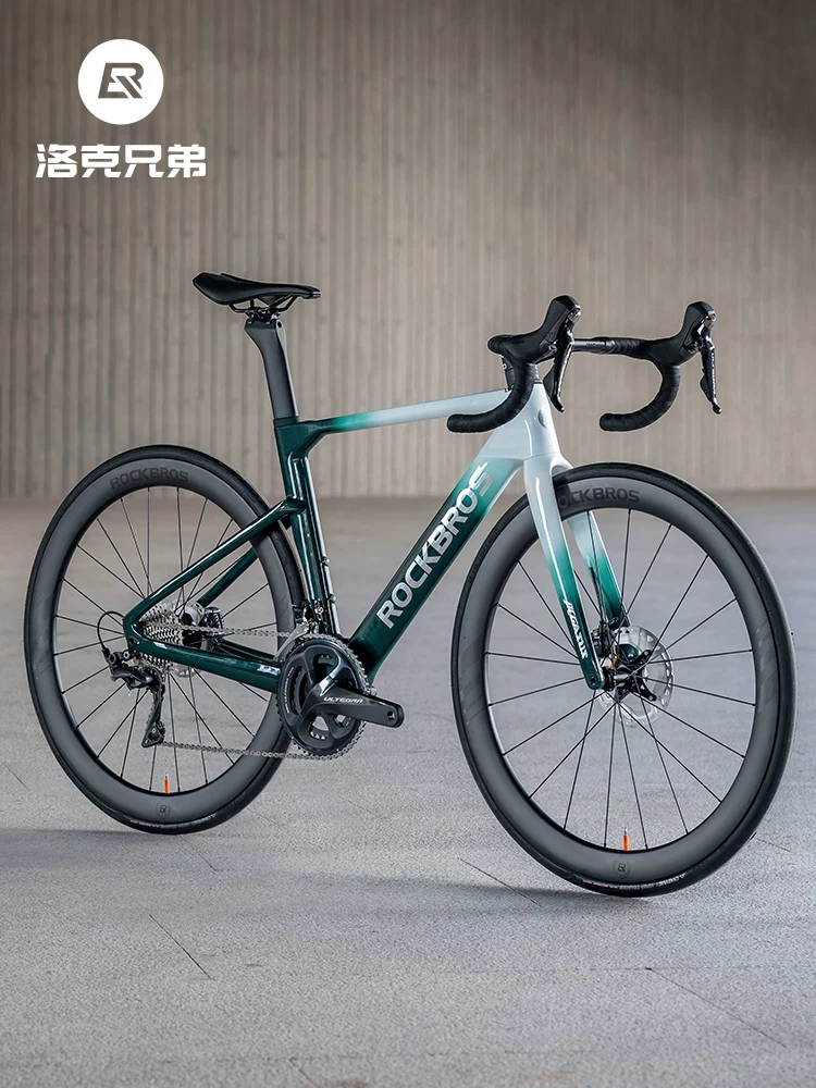 Xe đạp đường trường Rock Brothers khung carbon T700 khí động học phanh đĩa 105 chuyển số điện tử tay lái thi đấu