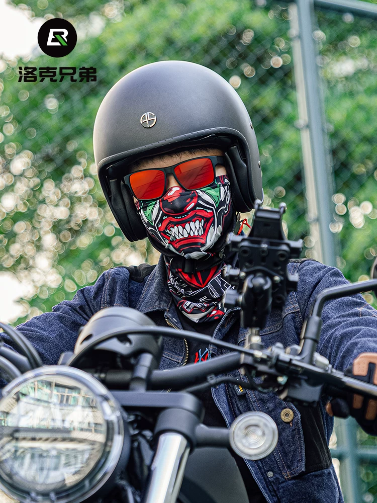 Mặt nạ chống nắng bằng lụa đá Rock Brothers Mũ đội đầu mùa hè bảo vệ toàn diện cho nam và nữ đi xe máy Khăn trùm đầu chống gió Khăn quàng cổ