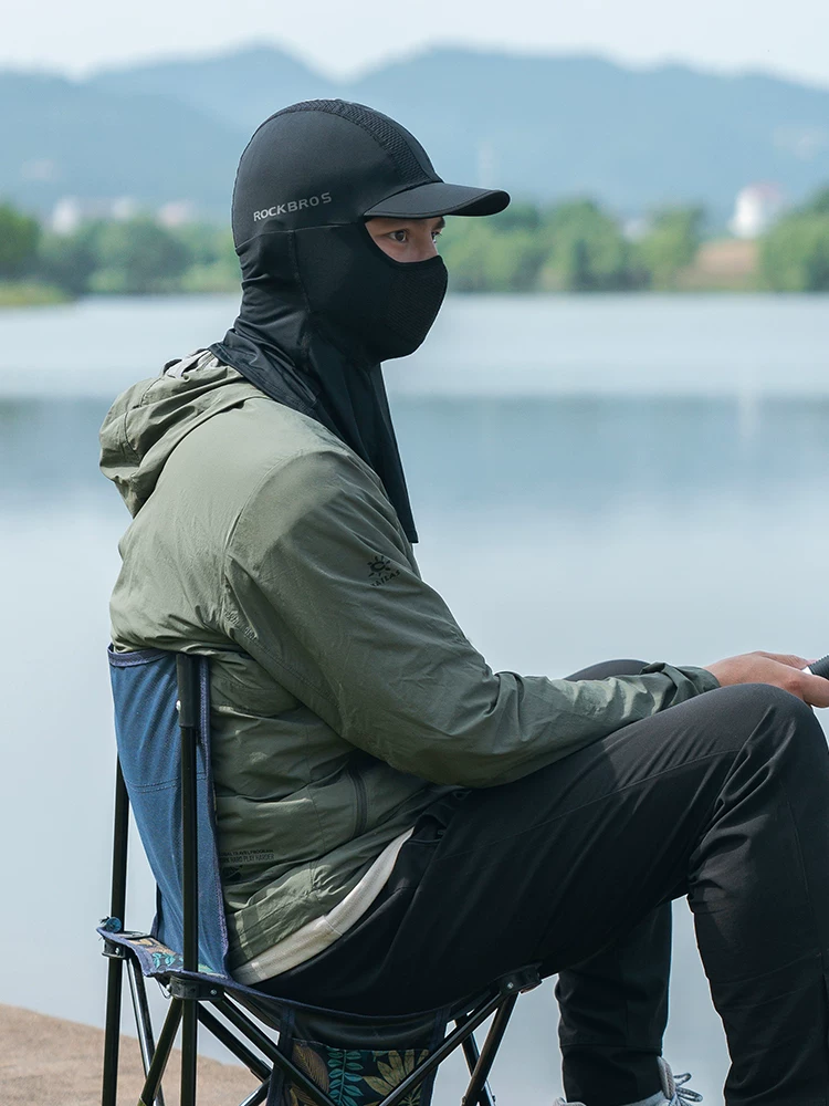 Mũ bảo hiểm mùa hè bằng vải lụa đá chống nắng Rock Brothers, dùng cho đi xe máy, câu cá, khẩu trang che mặt toàn diện, unisex