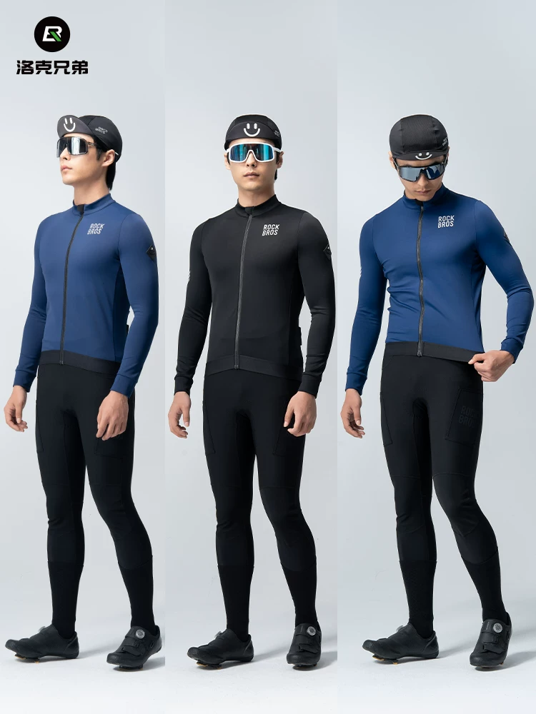 Áo đi xe đạp Rock Brothers dài tay áo lông cừu mỏng ấm áp xe đạp đường núi quần áo nam mùa thu đông