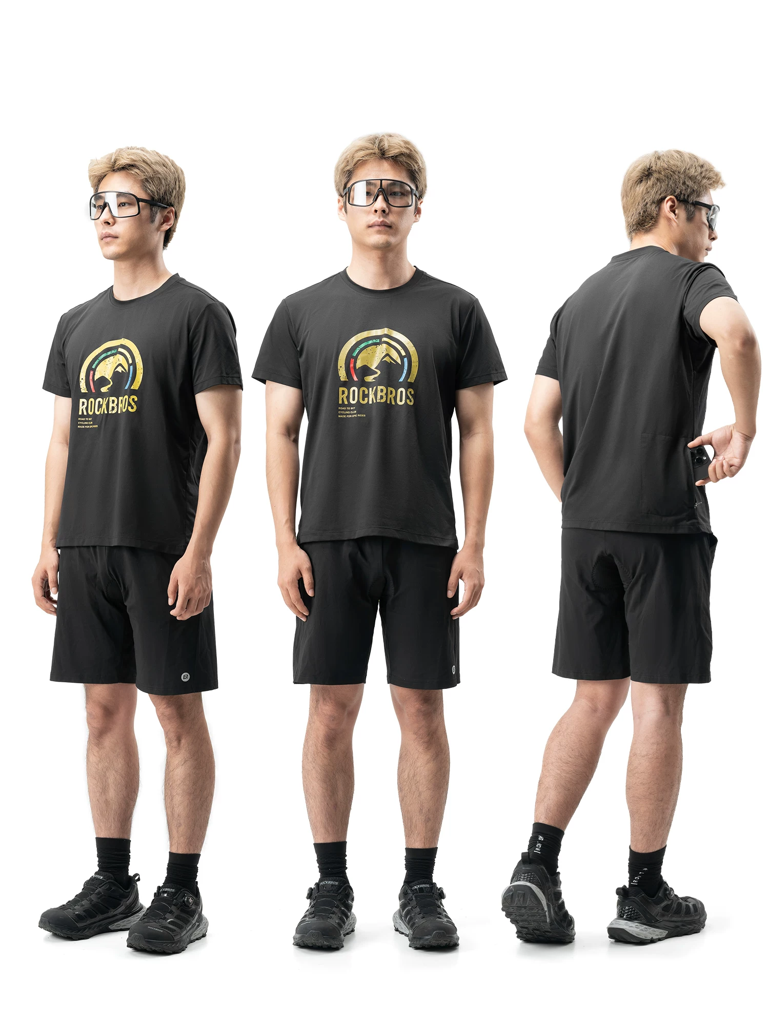 Áo thun thể thao Rock Brothers Sky Road thoáng khí, nhanh khô, mát mẻ, tay ngắn, unisex, áo thun văn hóa đạp xe