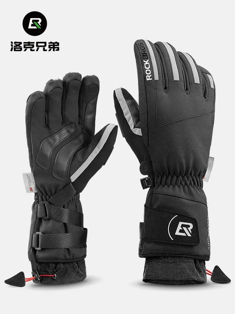 Găng tay đi xe đạp Rock Brothers dành cho xe đạp, xe máy và xe điện, dày dặn để giữ ấm, chống gió và chống lạnh, găng tay mùa đông dành cho nam và nữ.