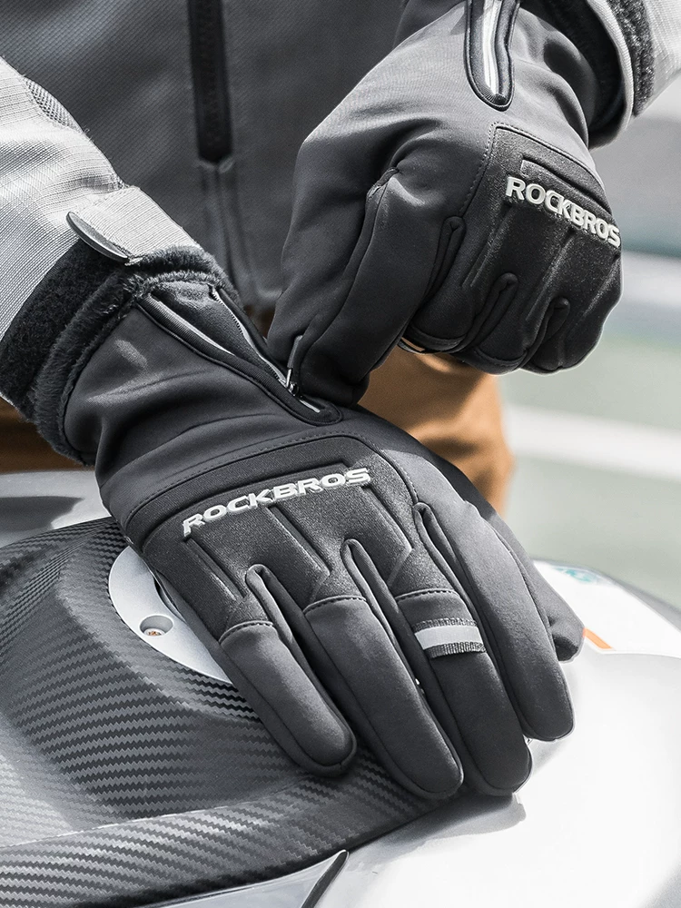 Găng tay đi xe đạp Rock Brothers Găng tay xe đạp điện toàn ngón dành cho nam và nữ màn hình cảm ứng dài ngón tay mùa xuân mùa thu đông