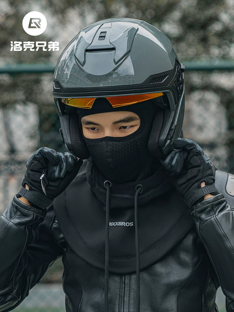 Rock Brothers mũ giữ ấm mặt nạ đi xe đạp chống gió và chống lạnh bảo vệ tai xe máy mũ nam và nữ khăn lông cừu mùa đông