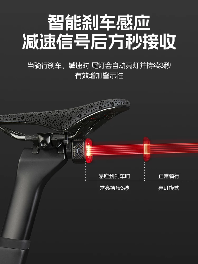 Đèn hậu xe đạp Rock Brothers với cảm biến phanh thông minh đồng bộ cho xe đạp đường trường và xe đạp leo núi, thiết bị cảnh báo ban đêm cho đội.