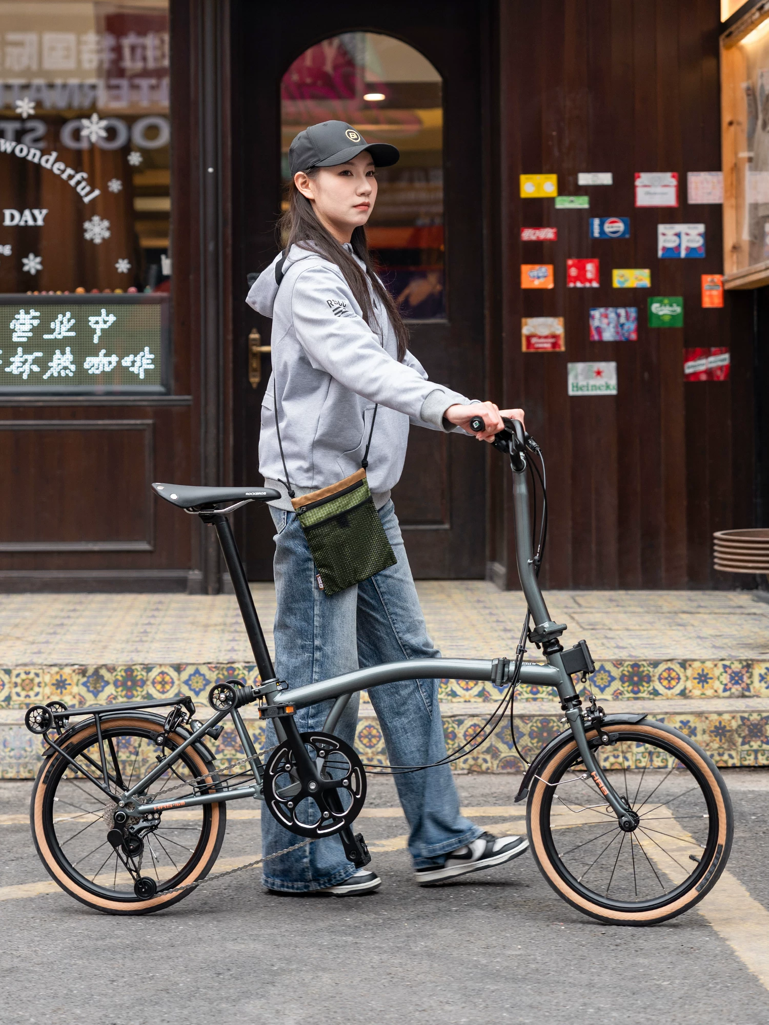 Xe đạp gấp Rock Brothers 16-inch 7 tốc độ 70% off Xe đạp thành phố di động có thể gập lại dành cho người lớn bằng thép Chrome-Molybdenum
