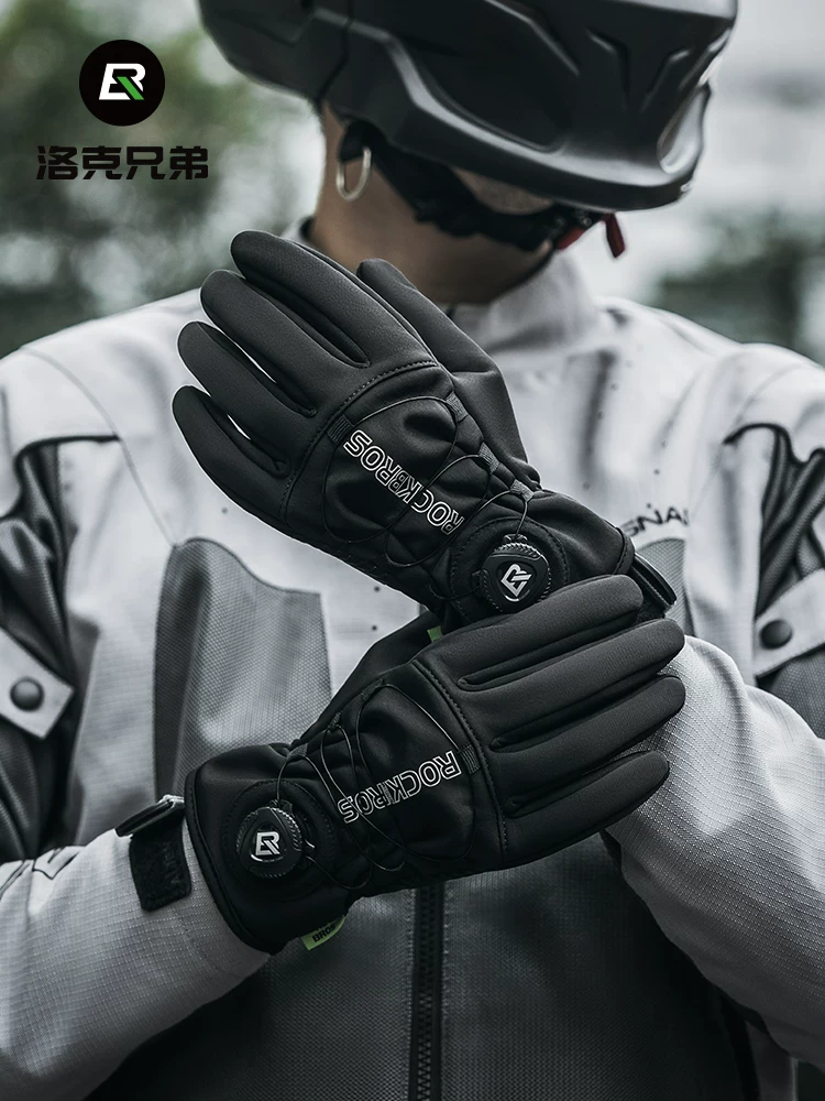 Găng tay đi xe đạp Rock Brothers chống gió và ấm áp cho xe đạp leo núi và xe đạp đường trường, xe đạp điện, ngón tay dài có núm ngón tay cái, mùa thu đông dành cho nam