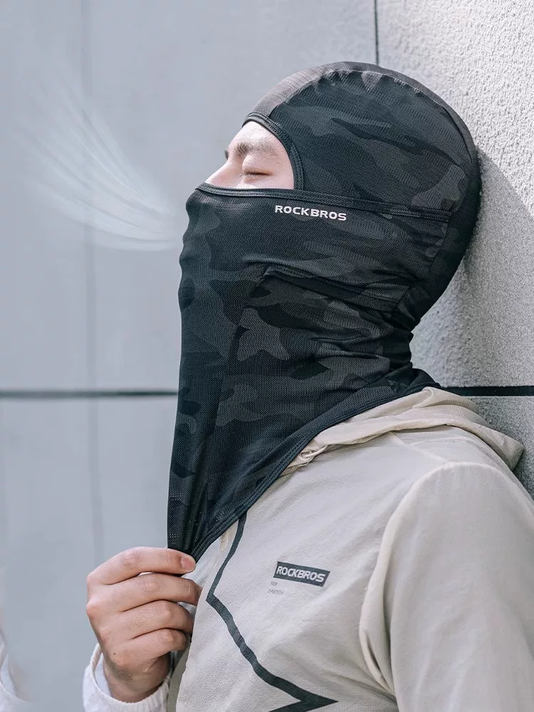 Mặt nạ đi xe đạp chống nắng bằng lụa đá Rock Brothers dành cho nam và nữ mùa xuân hè ngoài trời xe máy che kín mặt chống gió cổ