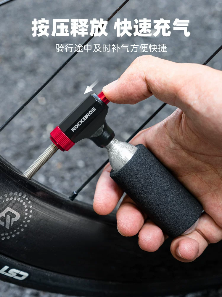 Đầu van CO2 của Rock Brothers để sửa chữa lốp xe nhanh chóng, xe đạp đường trường khẩn cấp Bộ chuyển đổi hợp kim nhôm van kiểu Mỹ/Pháp có đồng hồ đo áp suất