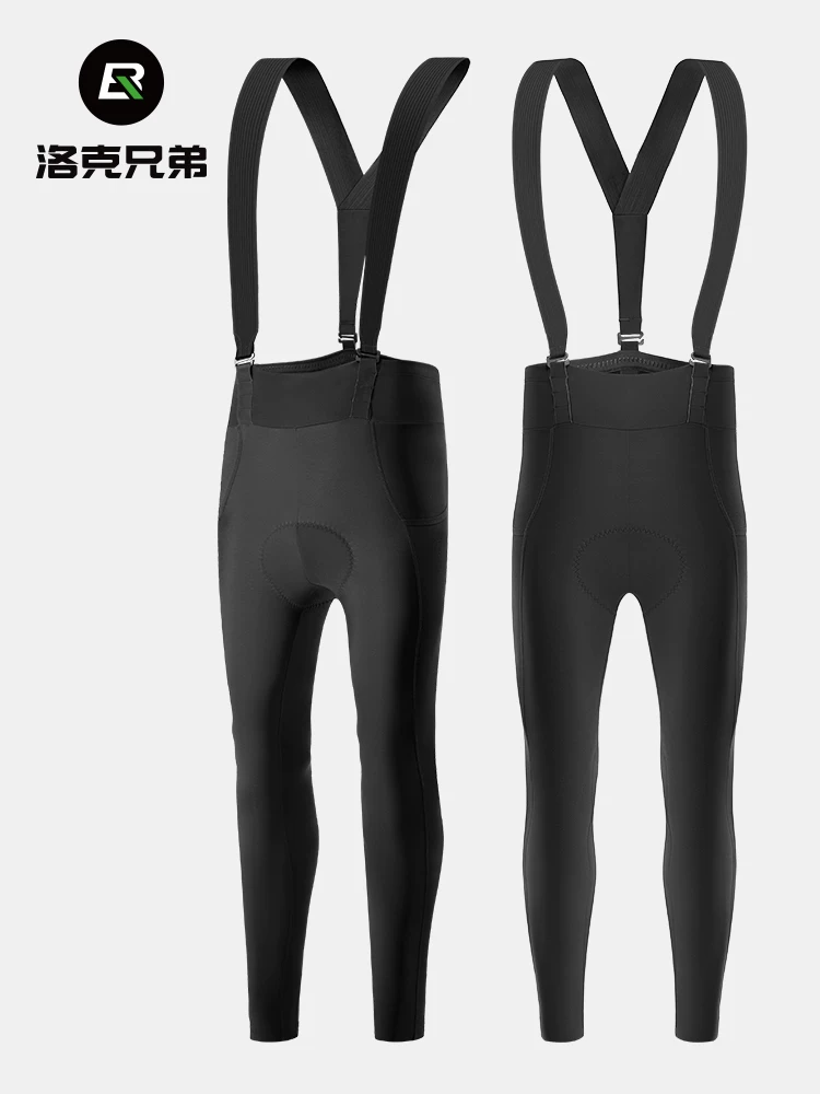Quần đạp xe Rock Brothers bib dành cho nam, chất liệu fleece giữ ấm, chống gió, thích hợp cho xe đạp đường trường, mùa thu đông, ngoài trời, quần dài.