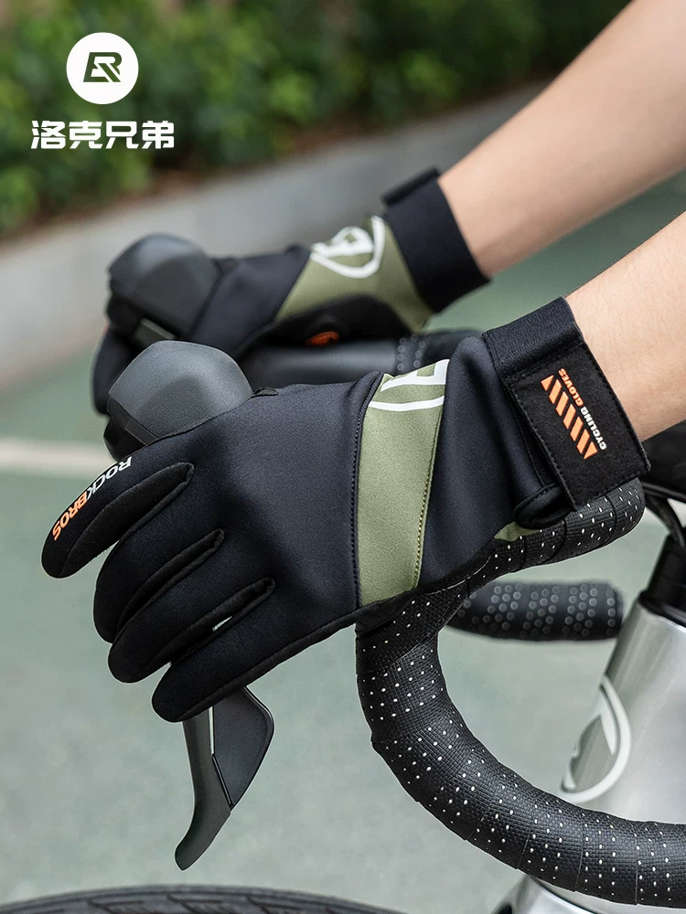 Găng tay đi xe đạp Rock Brothers Găng tay đi xe đạp đường núi đầy đủ ngón tay mỏng dài ngón tay unisex màn hình cảm ứng mùa xuân và mùa thu