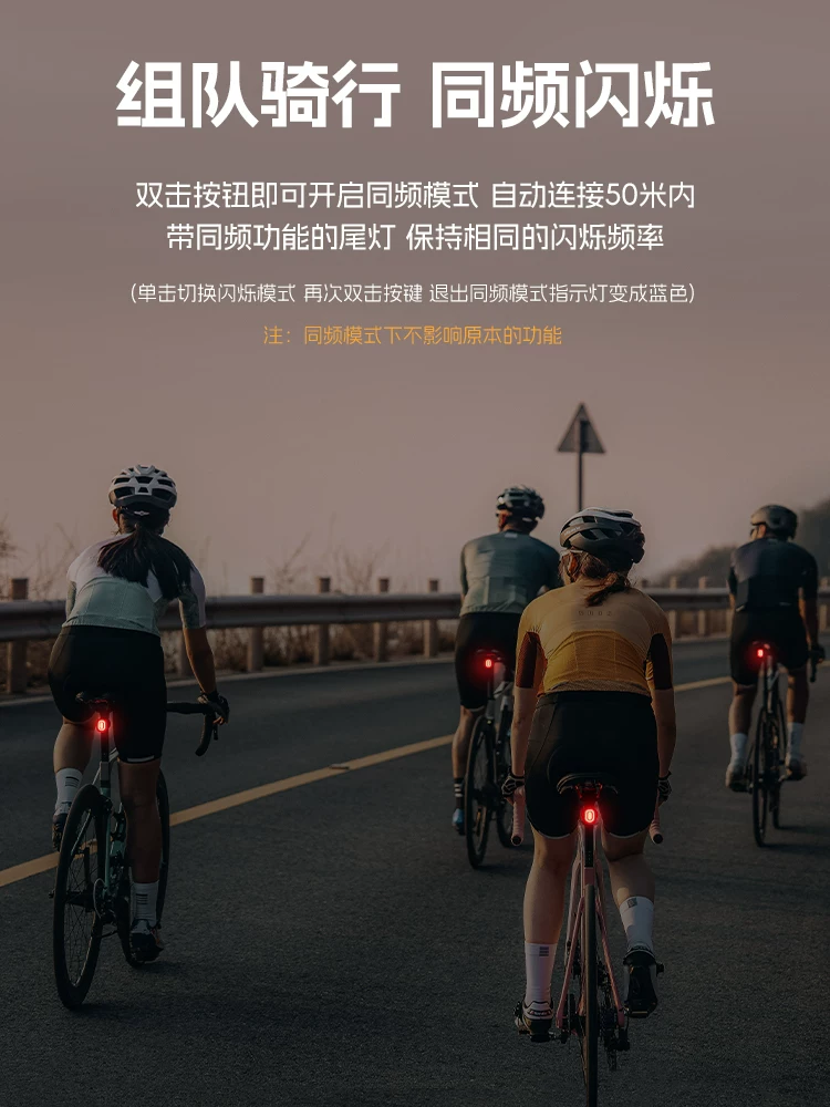 Đèn hậu xe đạp Rock Brothers với cảm biến phanh thông minh đồng bộ cho xe đạp đường trường và xe đạp leo núi, thiết bị cảnh báo ban đêm cho đội.