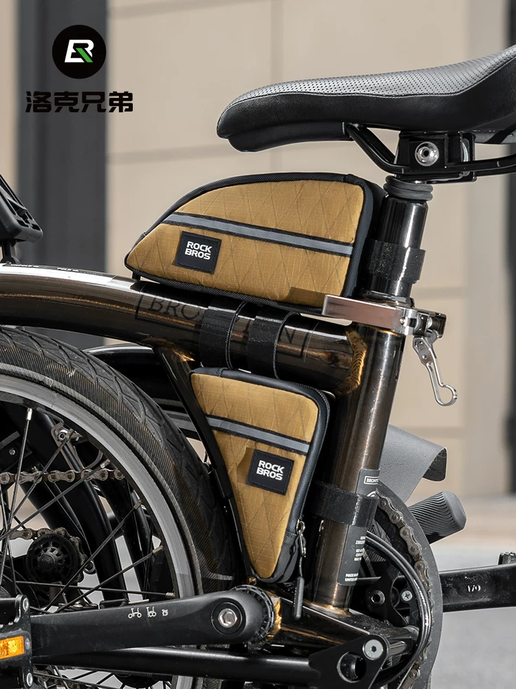 Túi đựng đồ đạp xe Rock Brothers, túi đựng dụng cụ, túi vải nhỏ gấp gọn, túi tam giác xe đạp, thiết bị đạp xe