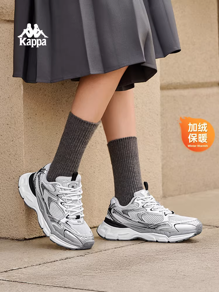 Giảm giá đặc biệt | Giày thể thao lót lông cừu Kappa chính hãng dành cho nữ 2025 Giày bố đế dày mới