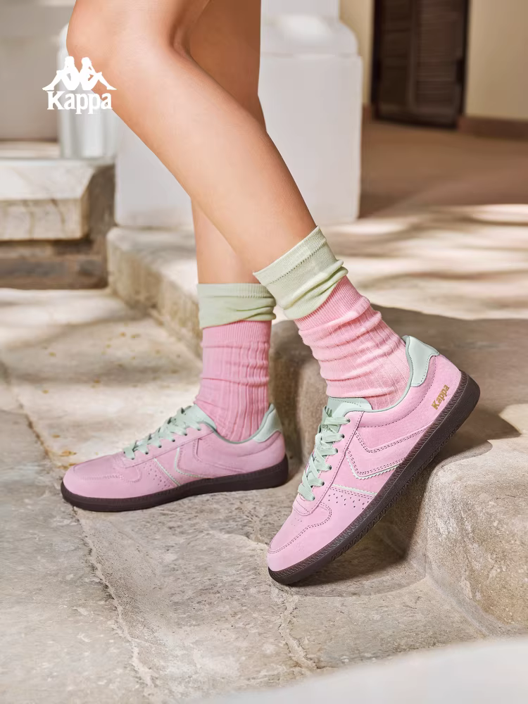 Giày thể thao nữ Kappa màu hồng, giày tập nữ, mẫu mới 2025, kiểu retro đa năng, giày thể thao mùa đông, giày thể thao mỏng, giày thể thao thường ngày