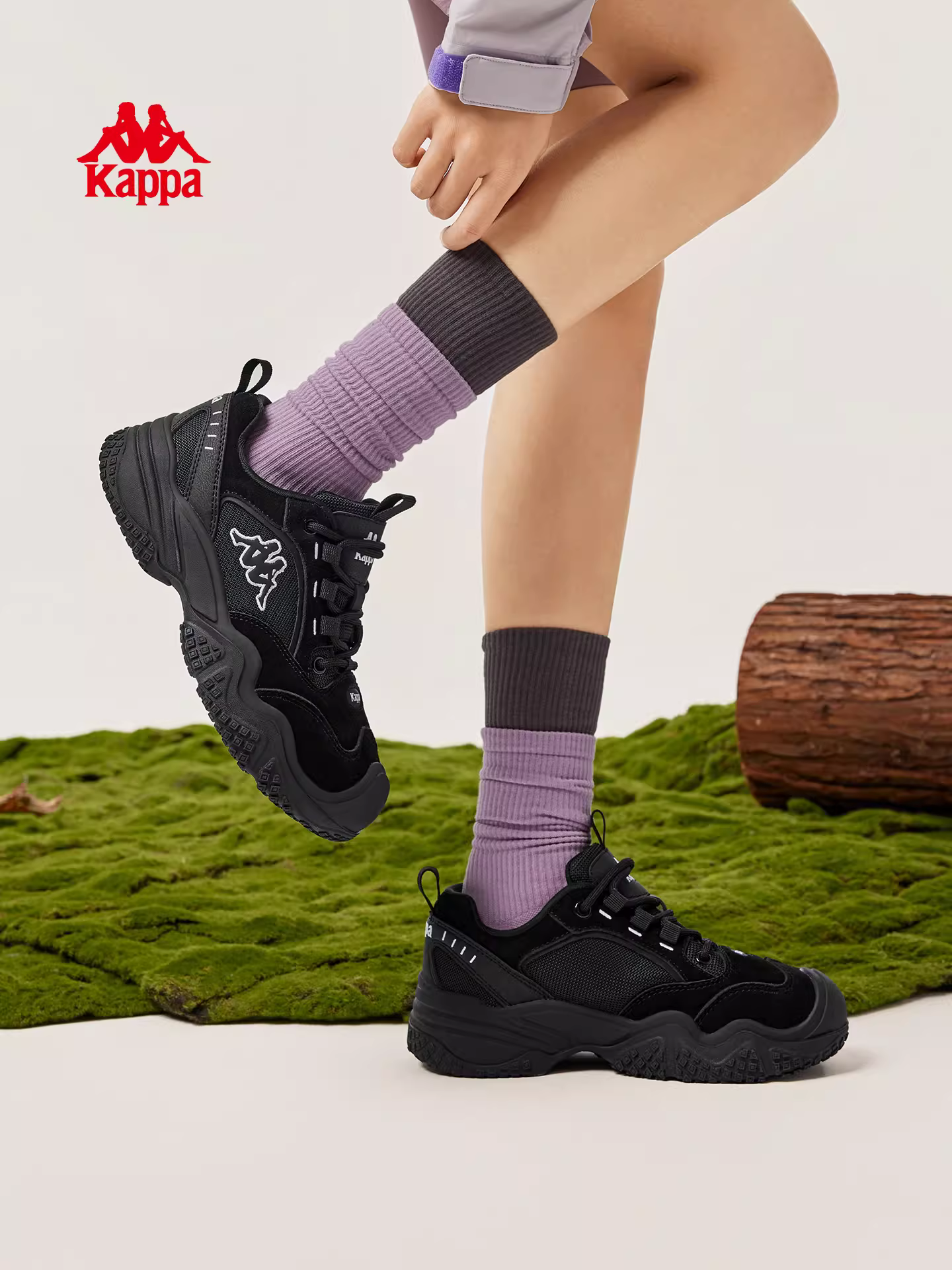 Giày đi bộ ngoài trời nữ Kappa mùa đông 2025 kiểu mới đế dày, giày bố nhẹ, chống trơn, thể thao, thường ngày