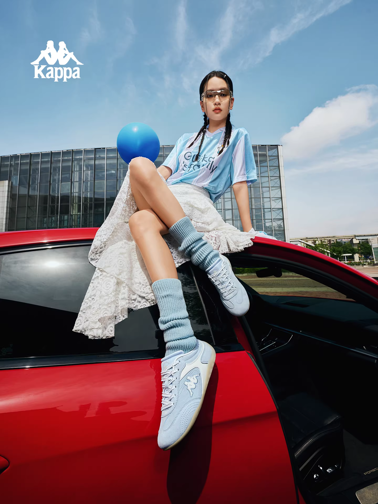 Giày thể thao KappaWing retro đua xe Đức dành cho nữ, mùa đông 2025, kiểu dáng đa năng, đế mỏng.