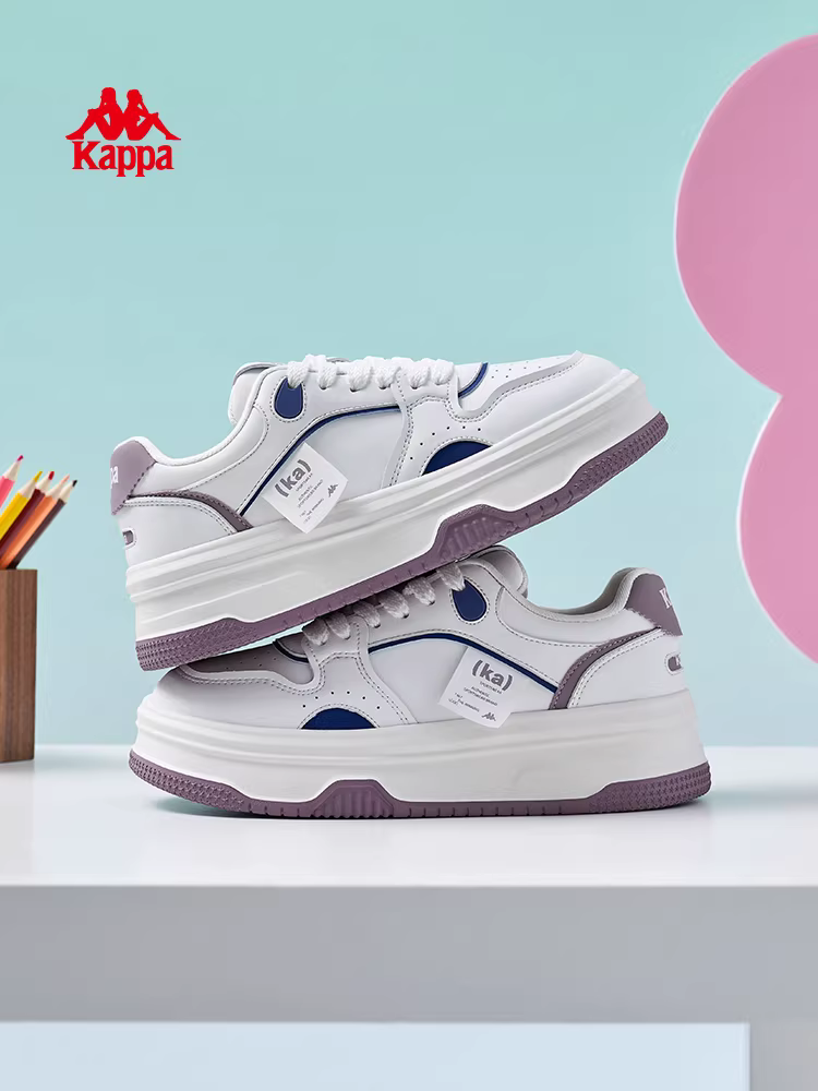 Giày thể thao đế dày màu trắng Kappa dành cho nữ, mẫu mới mùa đông 2025, kiểu retro độc đáo, đa năng, không lặp lại.