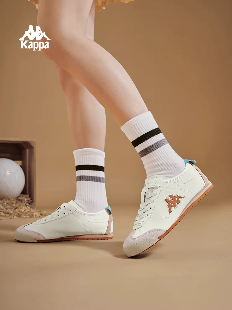 Giày thể thao cổ thấp Kappa nữ, giày mùa đông 2025 mới, kiểu dáng giản dị, đế mềm, màu trắng, giày retro đế mỏng