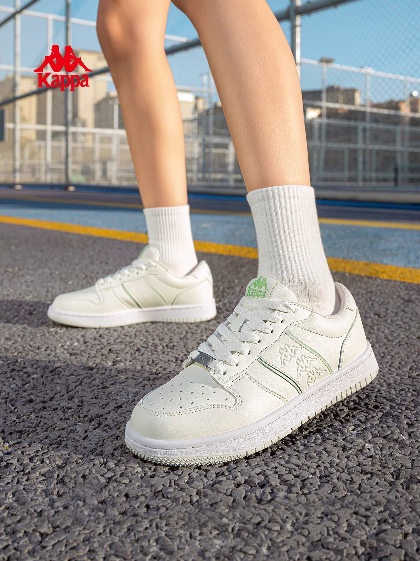 Giày thể thao Kappa retro nữ mùa đông 2025, giày trắng đa năng phối chân váy, đế mềm, giày thể thao thường ngày