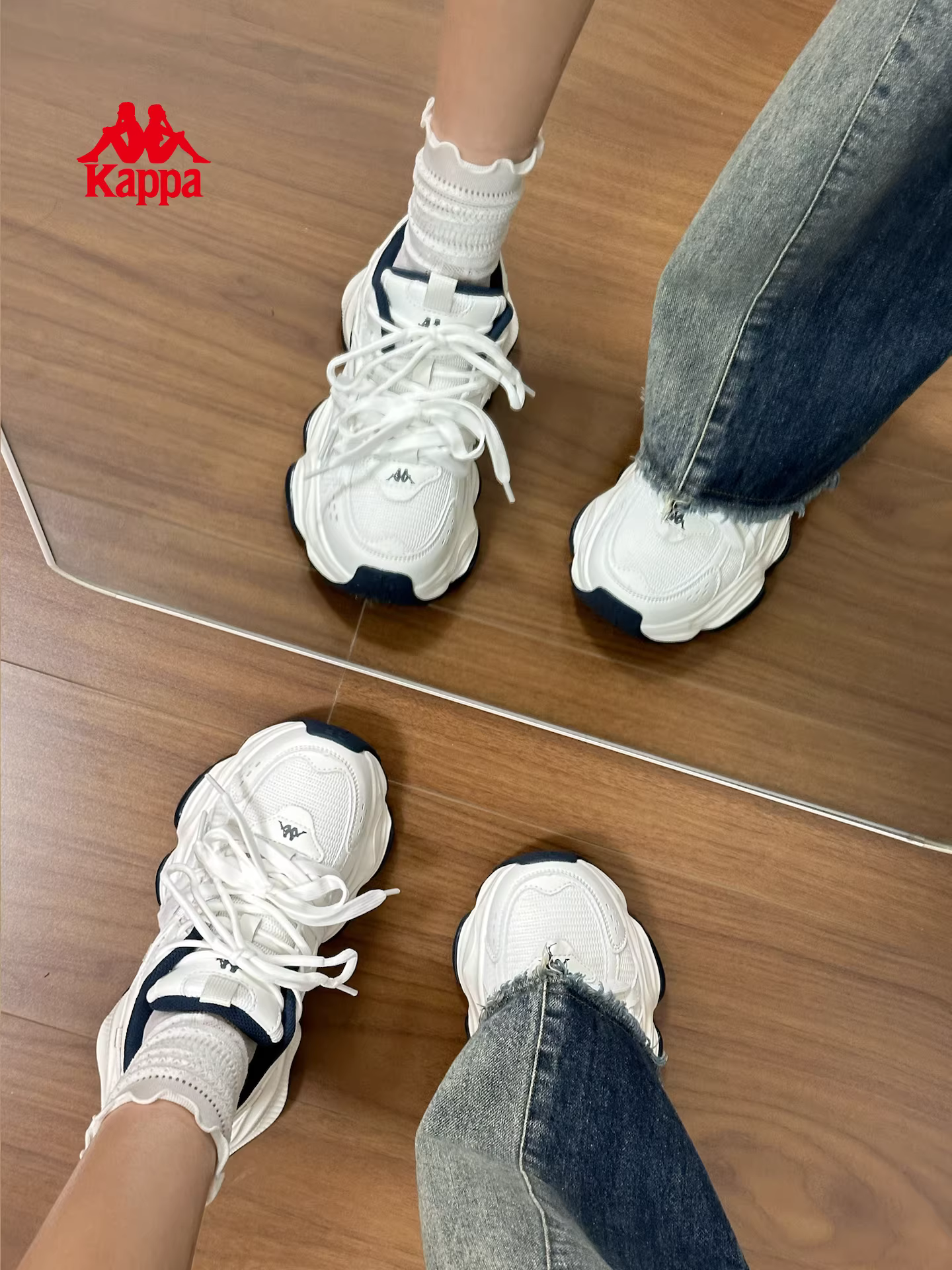 Giày bố đế dày Kappa dành cho nữ, giày thể thao nhẹ kiểu retro mùa đông mới 2025, giày thể thao đa năng tăng chiều cao.