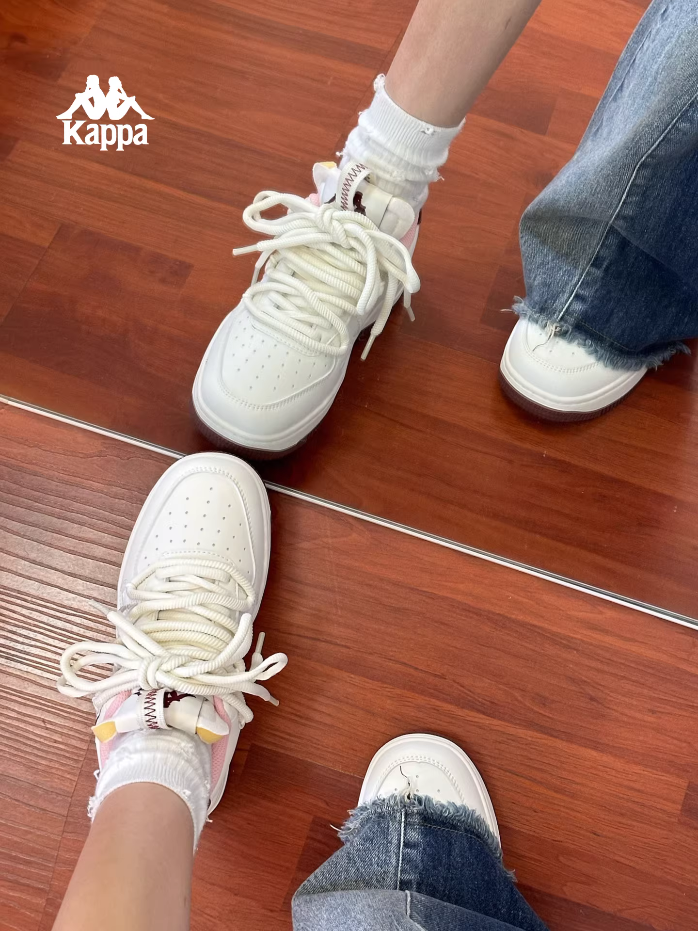 Giày thể thao nữ Kappa màu trắng mùa đông 2025, giày casual thấp cổ đa năng, giày thể thao phổ biến