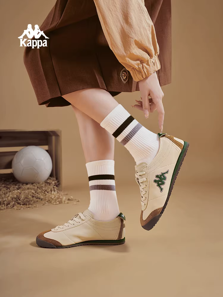 Giày thể thao cổ thấp Kappa nữ, giày mùa đông 2025 mới, kiểu dáng giản dị, đế mềm, màu trắng, giày retro đế mỏng