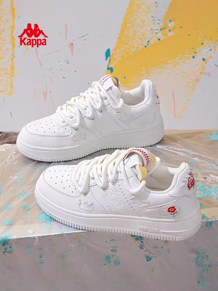 Giày thể thao nữ Kappa màu trắng mùa đông 2025 kiểu dáng cổ thấp cổ điển, giày thể thao thường ngày phổ biến, đế dày