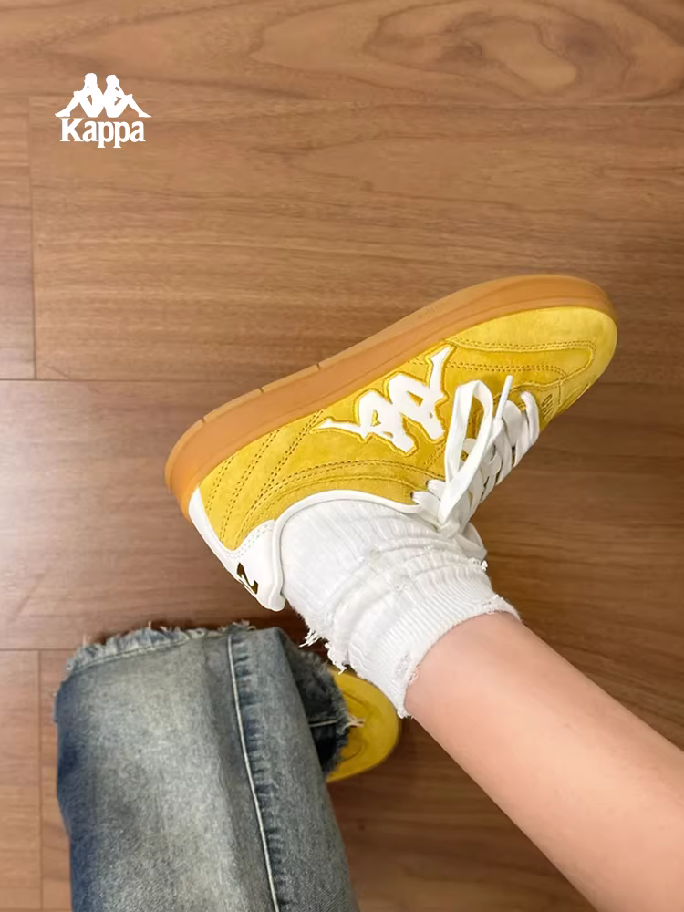 Giày thể thao KappaTIFO màu vàng phong cách đường băng dành cho nữ mùa đông 2025 kiểu retro mới đế mềm