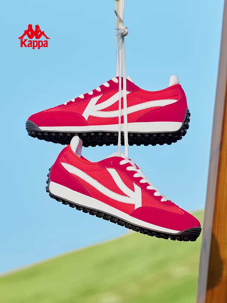Giày thể thao nhẹ Kappa dành cho nữ mùa đông 2025, kiểu retro đỏ, giày tập luyện đế mềm, giày chạy bộ nhẹ