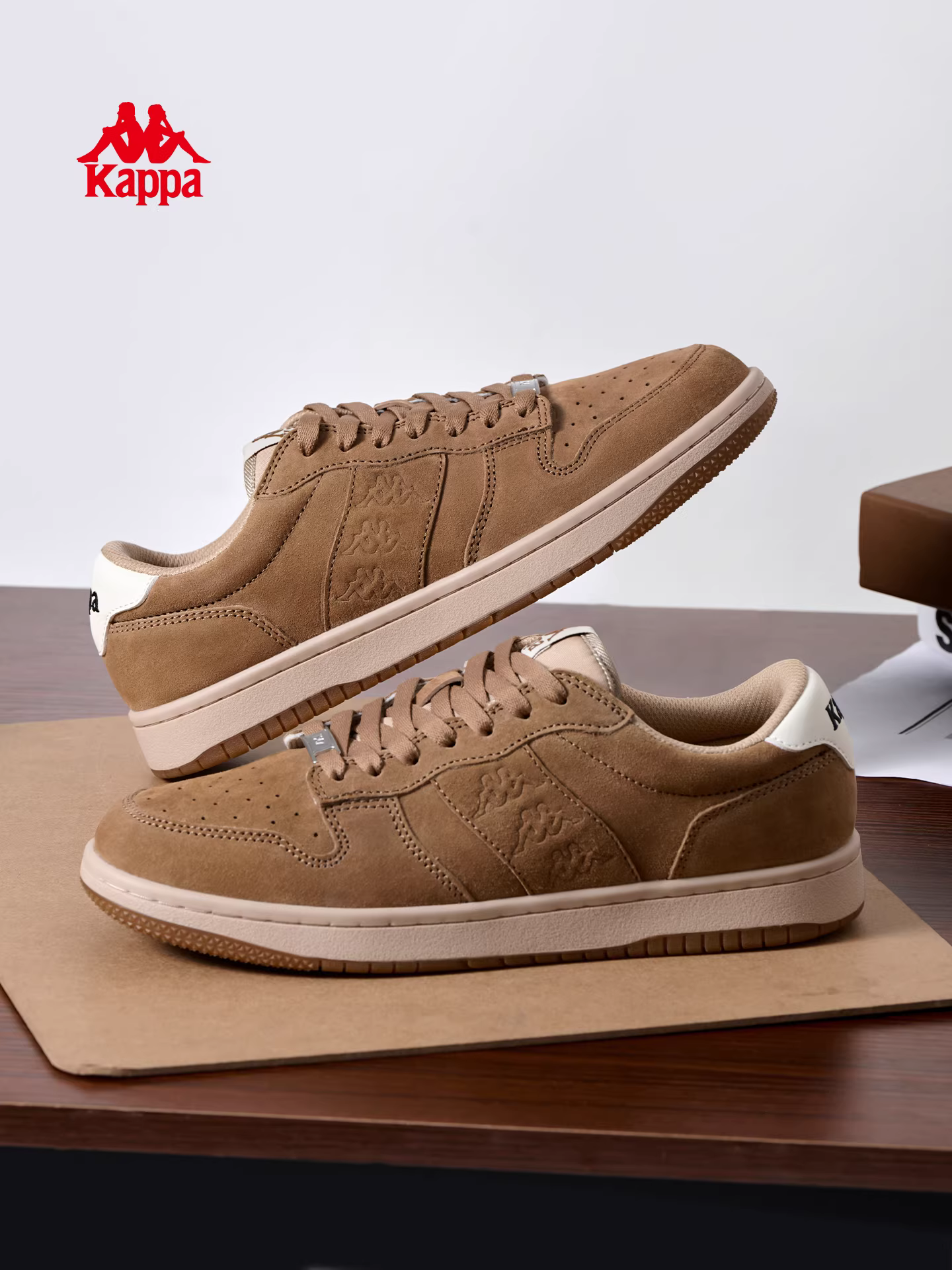 Giày thể thao nam Kappa màu nâu, kiểu dáng retro mới mùa đông 2025, nhẹ, đế mỏng, thời trang, phong cách thường ngày