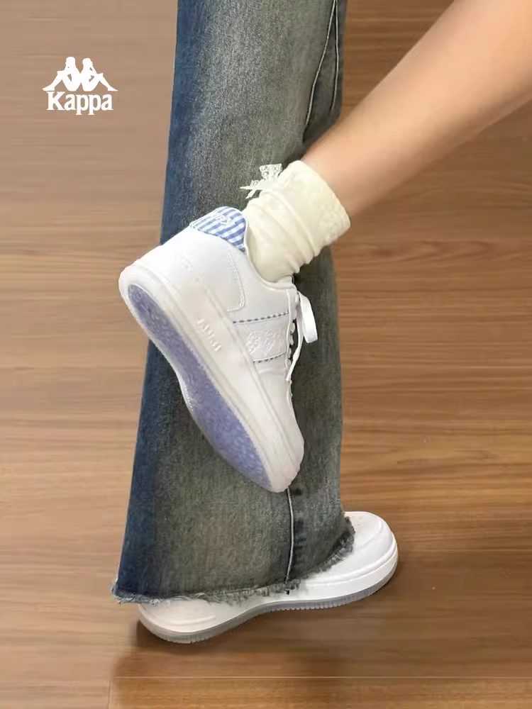 Giày thể thao đế dày màu trắng Kappa dành cho nữ, giày thể thao đa năng mới mùa đông 2025, giày thể thao đế mềm.