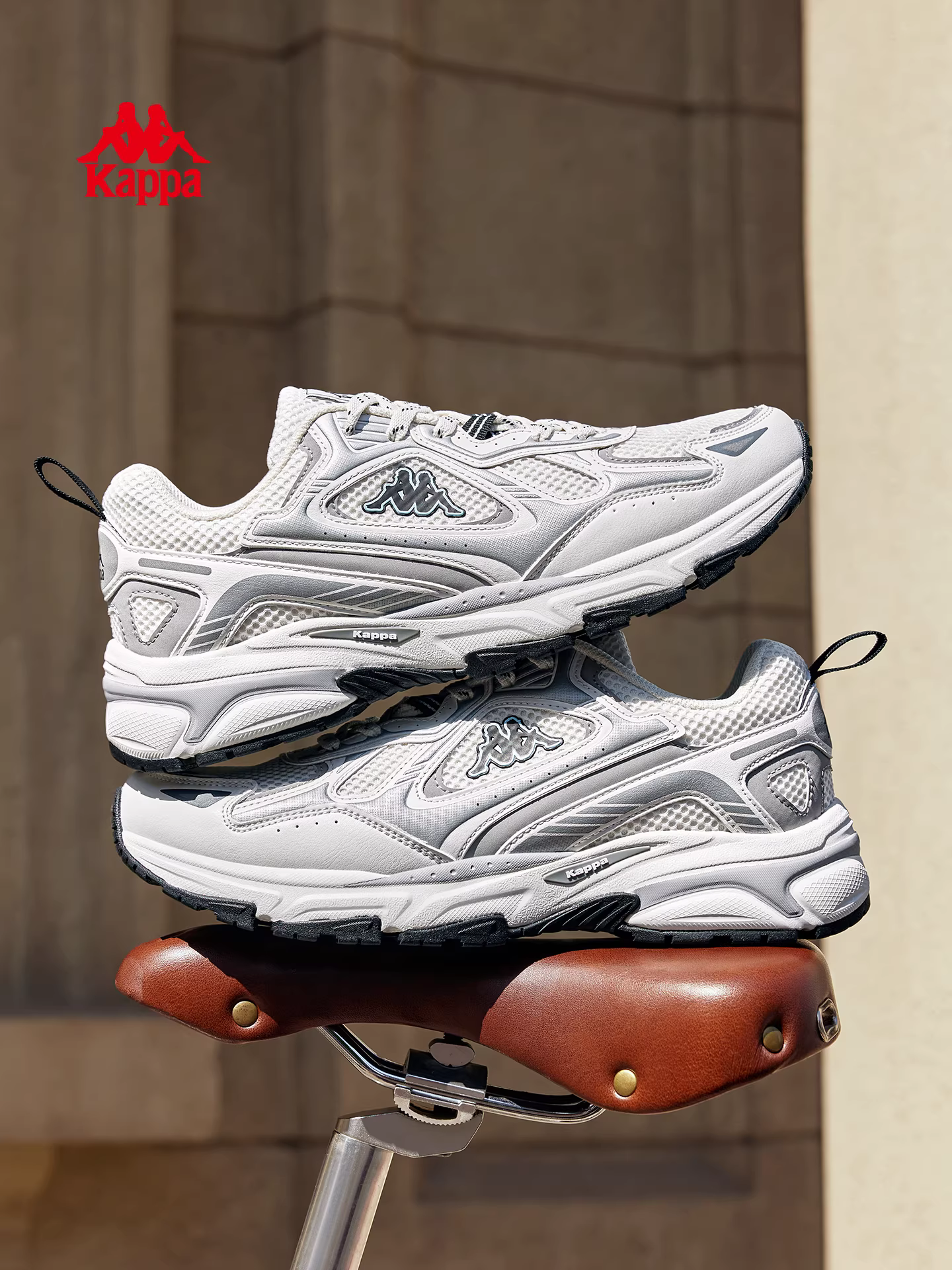 Giày thể thao lưới nam Kappa mùa đông 2025 mới, thoáng khí, đế dày, kiểu dáng retro, thời trang, giày thường ngày