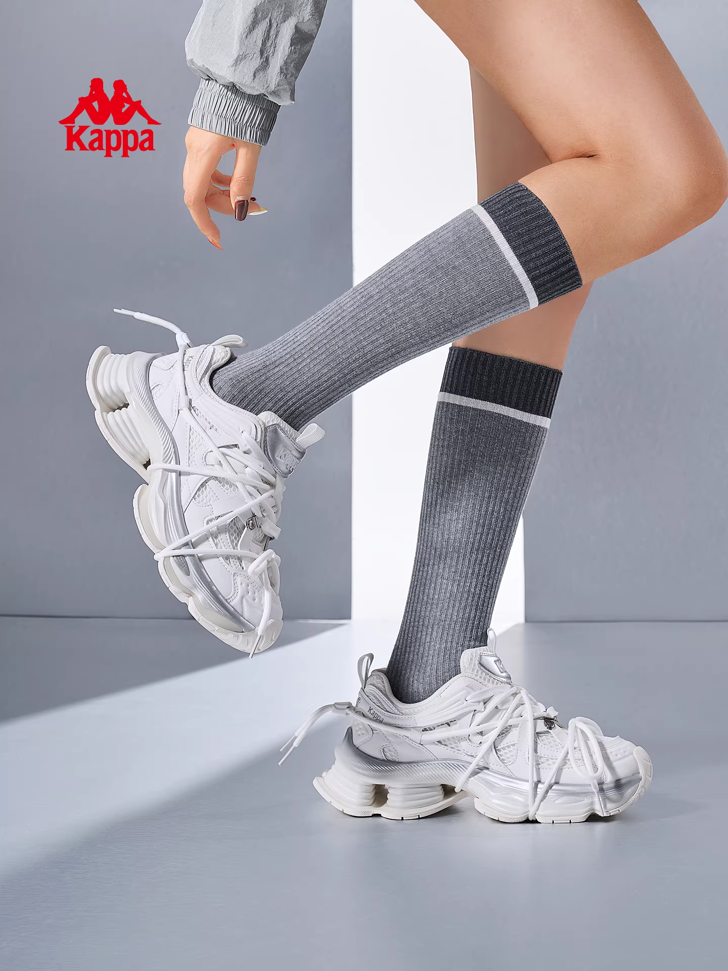 Giày thể thao nữ Kappa đế dày kiểu bố mùa đông 2025 mới, phong cách retro, tăng chiều cao, nhẹ, chống trơn trượt